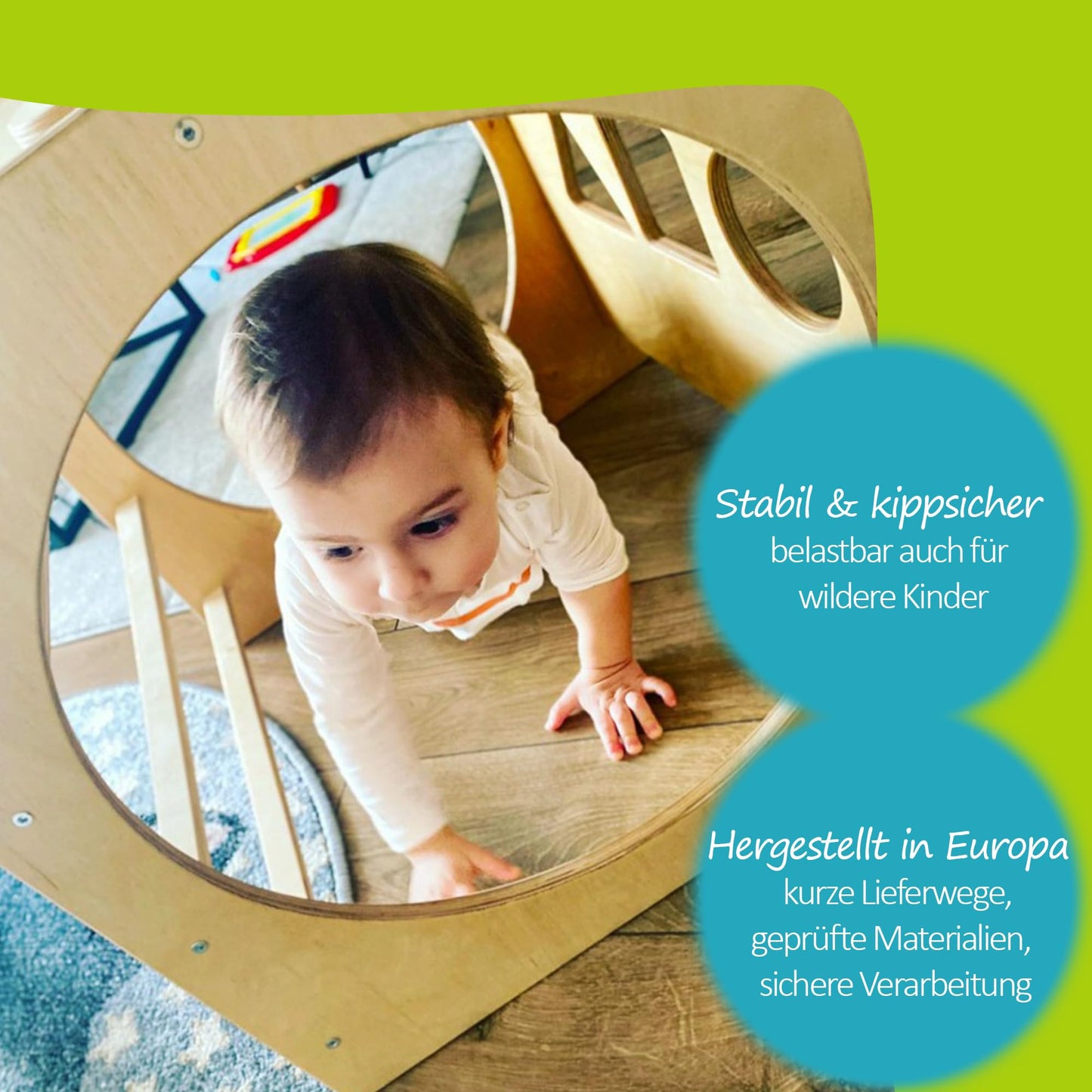 Unique Nature Montessori Spielwürfel 55x55x55 cm – multifunktionales Indoor Motorikspielzeug aus Holz ab 1 Jahr, großer Motorikwürfel als Tunnel, Sortierer & Kletterelement für Kleinkinder