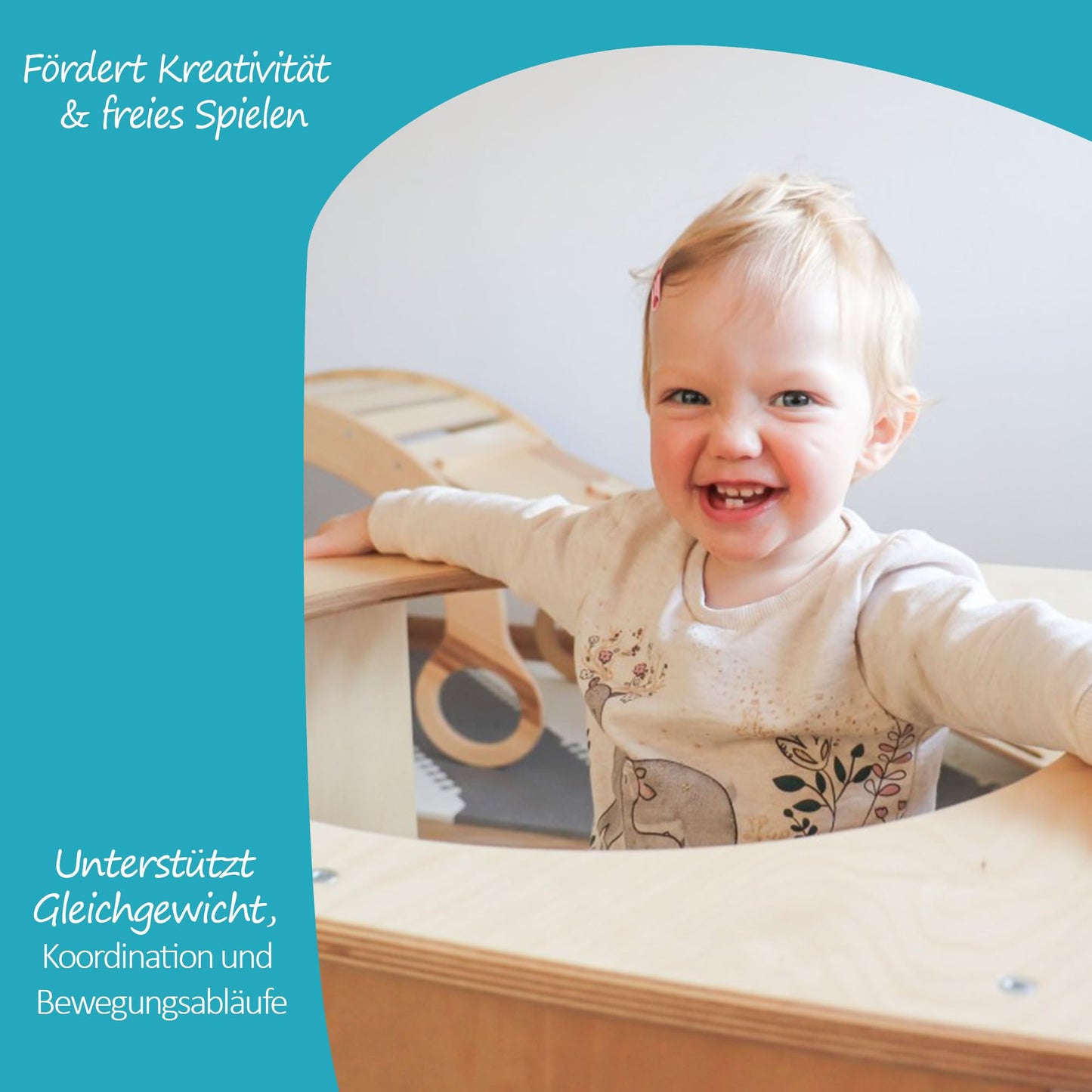Unique Nature Montessori Spielwürfel 55x55x55 cm – multifunktionales Indoor Motorikspielzeug aus Holz ab 1 Jahr, großer Motorikwürfel als Tunnel, Sortierer & Kletterelement für Kleinkinder