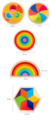 LLTCMYGS Holz Regenbogen Baustein Puzzle Set Spielzeug, Feinmotorik und sensorische Entwicklung von Kindern