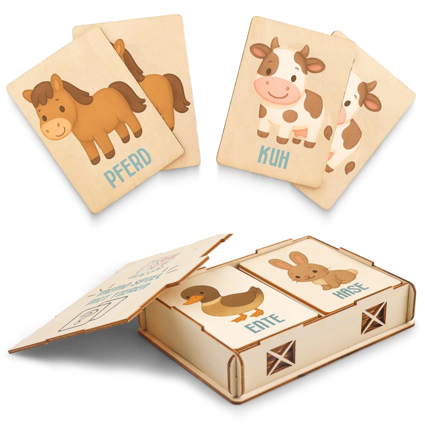 Lilli&Luki® Montessori Memo-Spiel aus Holz – 20 Tierkarten, Lern- & Gedächtnisspielzeug für Kinder ab 2 Jahren