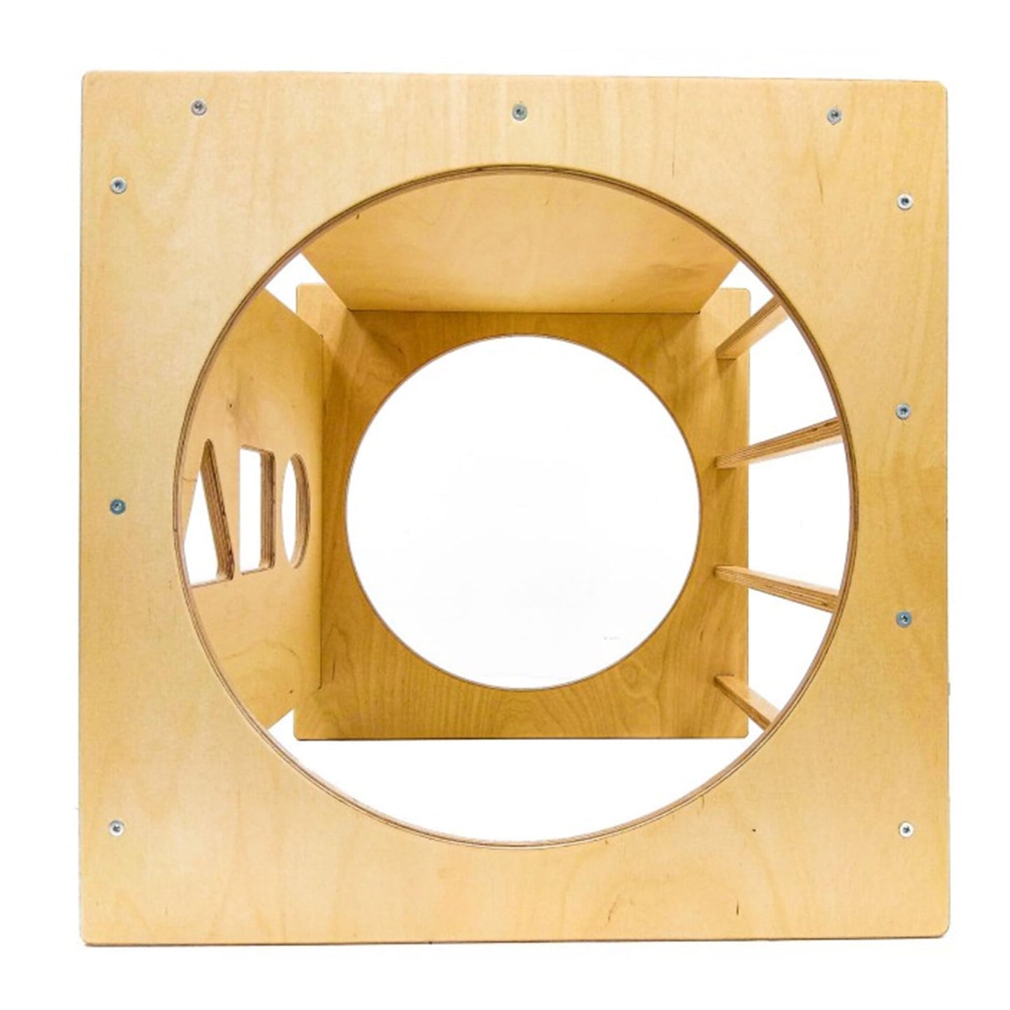 Unique Nature Montessori Spielwürfel 55x55x55 cm – multifunktionales Indoor Motorikspielzeug aus Holz ab 1 Jahr, großer Motorikwürfel als Tunnel, Sortierer & Kletterelement für Kleinkinder