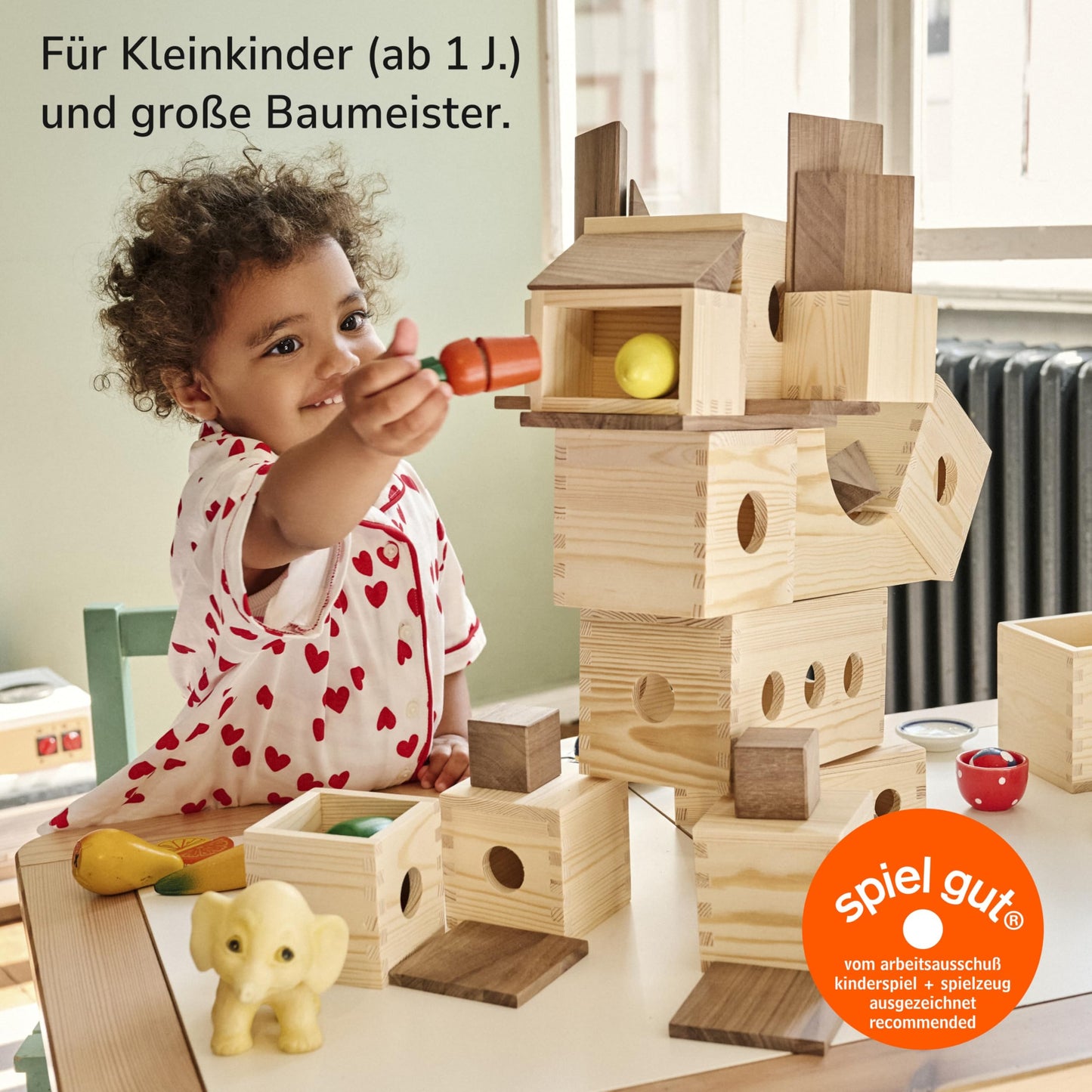 MATZBOX – Montessori Kreativspielzeug – mehrfach ausgezeichnetes und FSC®-zertifiziertes Holzspielzeug aus nachhaltigen XL Holzbausteinen – hochwertiges Spielzeuggeschenk ab 1, 2, 3, 4, 5 Jahren