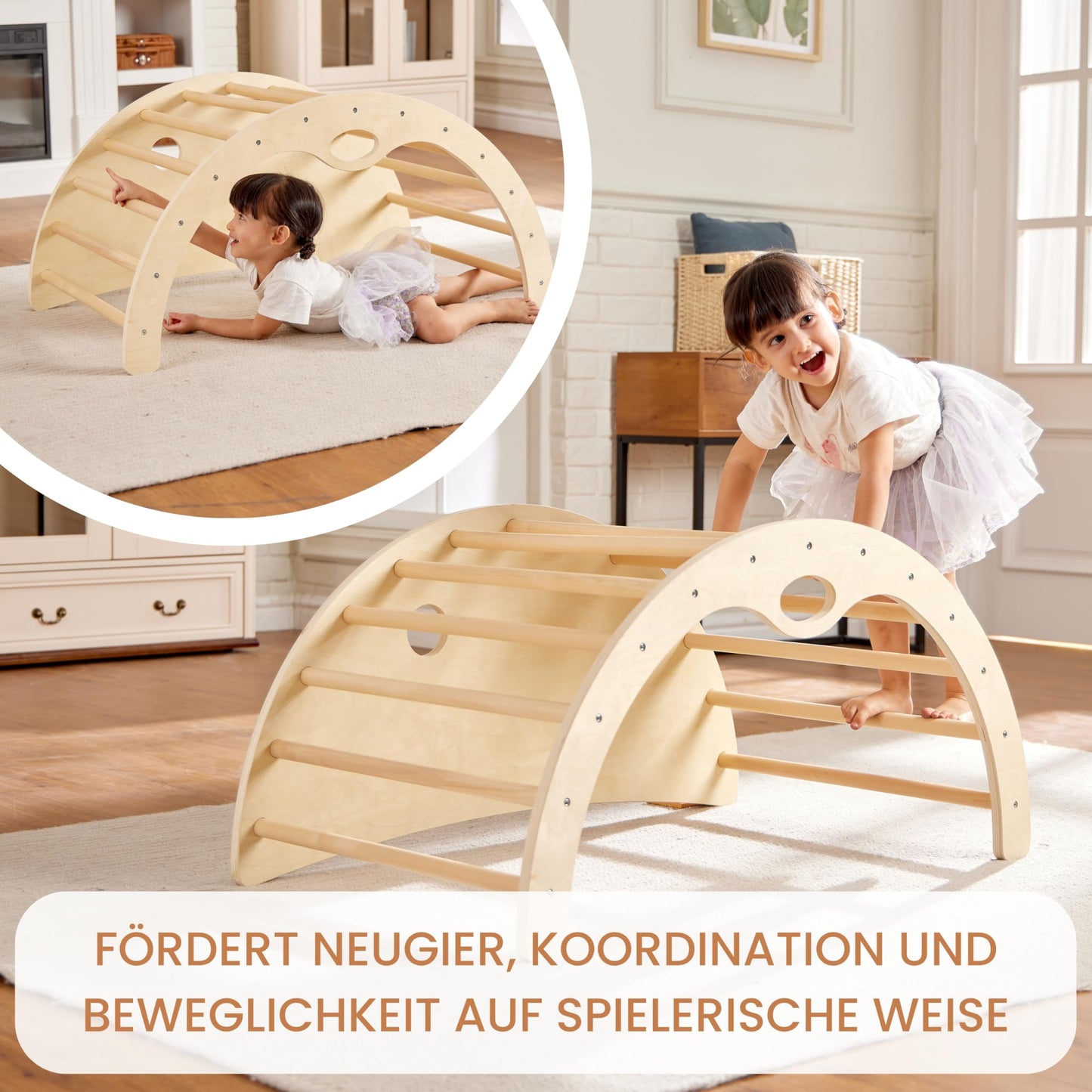 Teedum Montessori Kletterbogen mit Kissen, Motorikspielzeug für Kinder 1-6 Jahre, Kletterdreieck mit Schreibtisch-Funktion