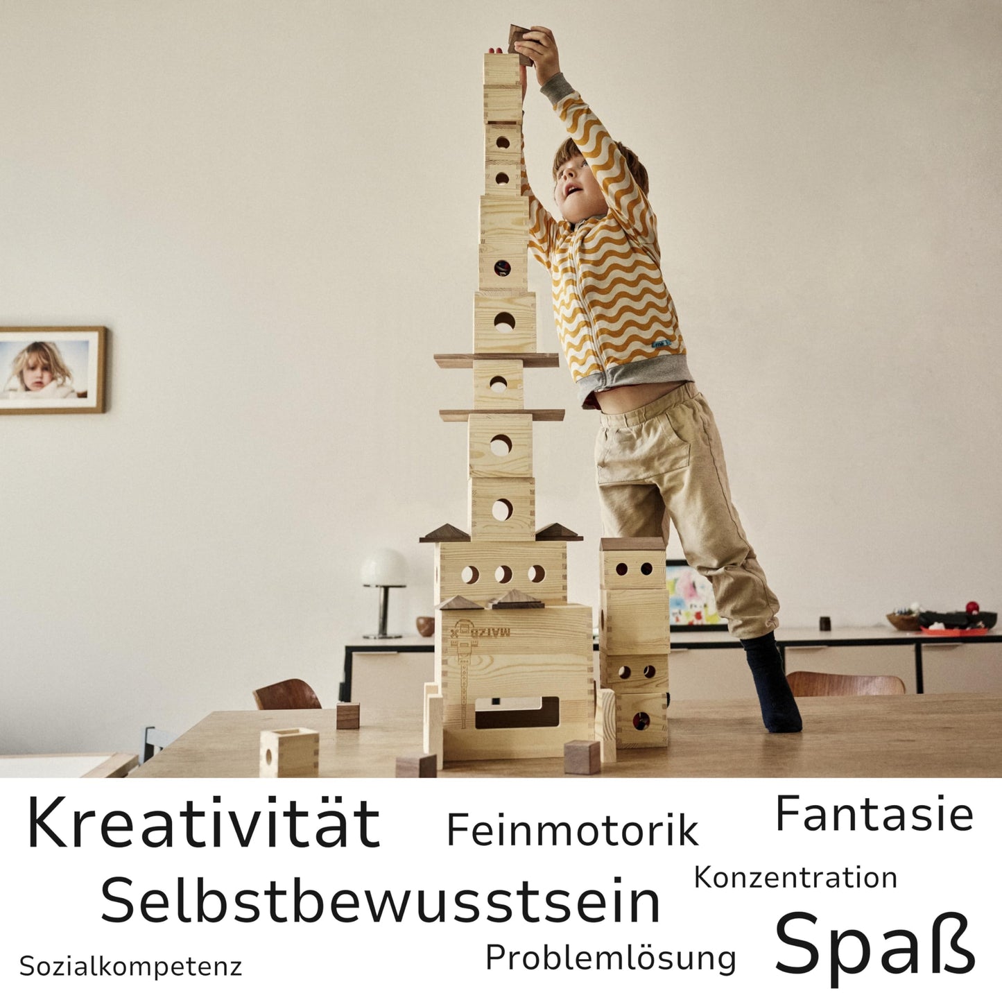 MATZBOX – Montessori Kreativspielzeug – mehrfach ausgezeichnetes und FSC®-zertifiziertes Holzspielzeug aus nachhaltigen XL Holzbausteinen – hochwertiges Spielzeuggeschenk ab 1, 2, 3, 4, 5 Jahren