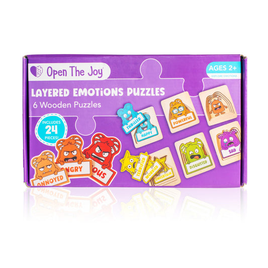 Open The Joy My Emotion Levels Peg Puzzle - 24-teiliges Puzzle zur emotionalen Regulierung für Kinder | SEL-Lernwerkzeug zum Identifizieren & Ausdrücken von Emotionen | Holzpuzzle ab 4 Jahren