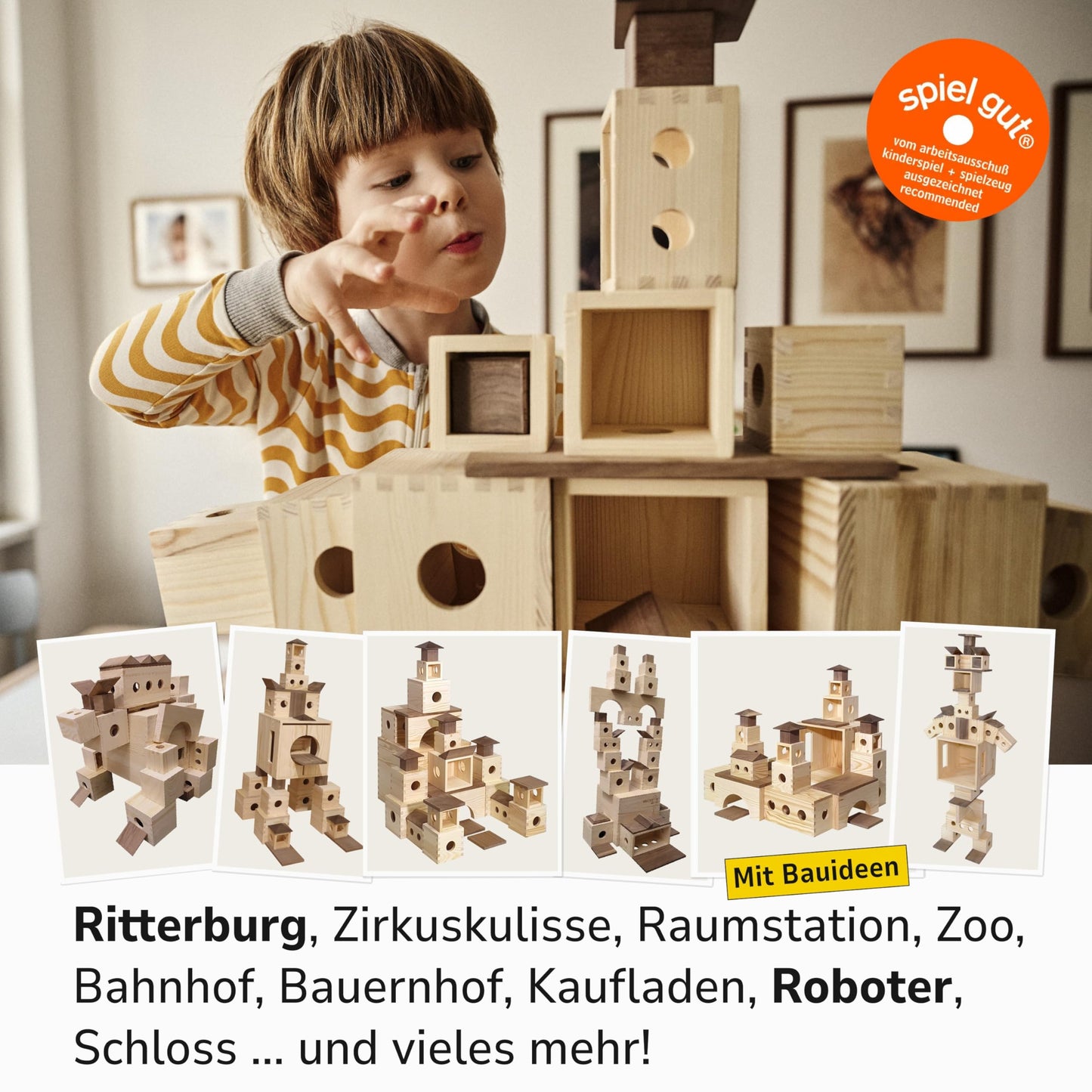 MATZBOX – Montessori Kreativspielzeug – mehrfach ausgezeichnetes und FSC®-zertifiziertes Holzspielzeug aus nachhaltigen XL Holzbausteinen – hochwertiges Spielzeuggeschenk ab 1, 2, 3, 4, 5 Jahren