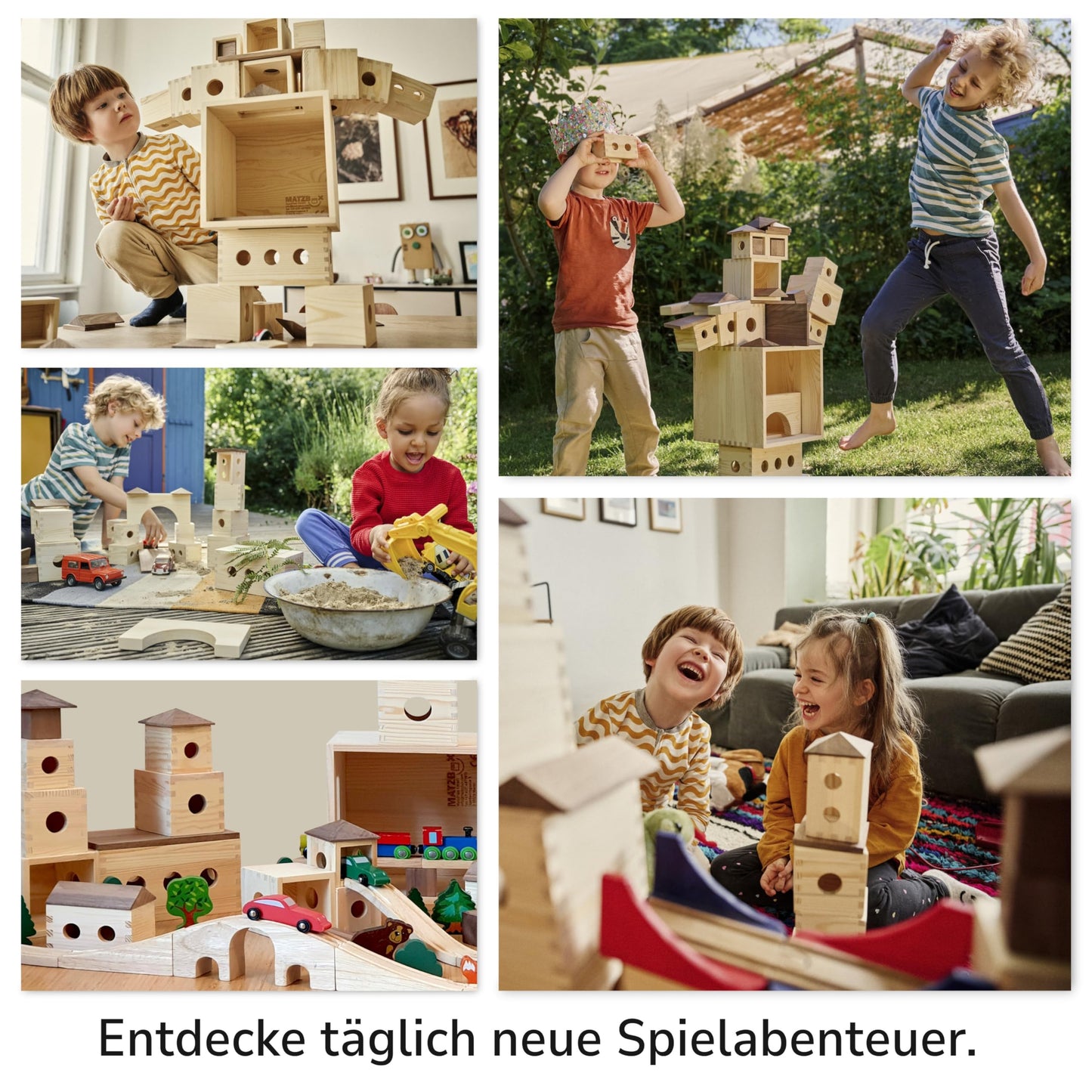 MATZBOX – Montessori Kreativspielzeug – mehrfach ausgezeichnetes und FSC®-zertifiziertes Holzspielzeug aus nachhaltigen XL Holzbausteinen – hochwertiges Spielzeuggeschenk ab 1, 2, 3, 4, 5 Jahren