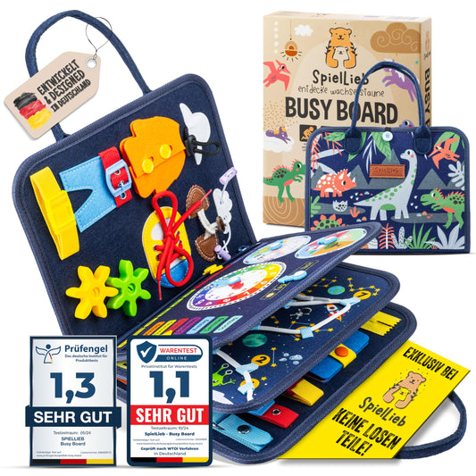 SpielLieb® Montessori Busy Board ab 3 Jahren – Interaktives Activity Board für Kinder, Motorikspielzeug & Reisespaß für Auto und Flugzeug