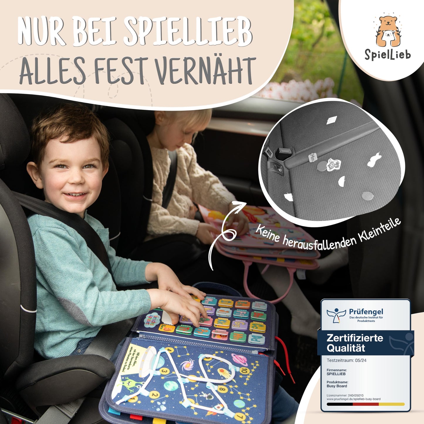 SpielLieb® Montessori Busy Board ab 3 Jahren – Interaktives Activity Board für Kinder, Motorikspielzeug & Reisespaß für Auto und Flugzeug